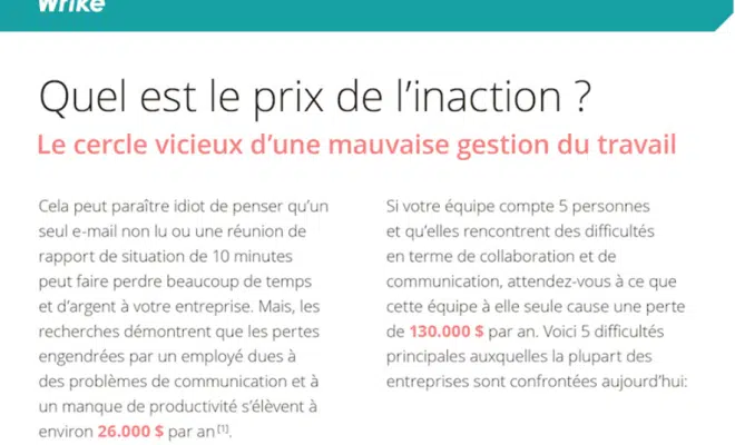 Infographie : Ne rien faire pour améliorer la gestion du travail vous coûte cher