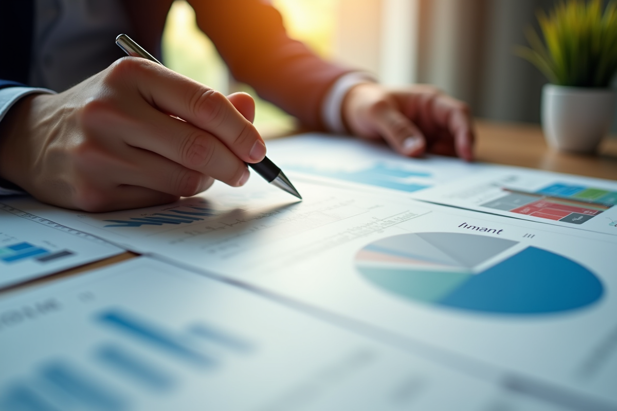 Mains analysant des graphiques financiers et rapports bourse Europe
