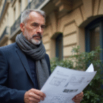 Architecte regardant une façade ancienne à Paris