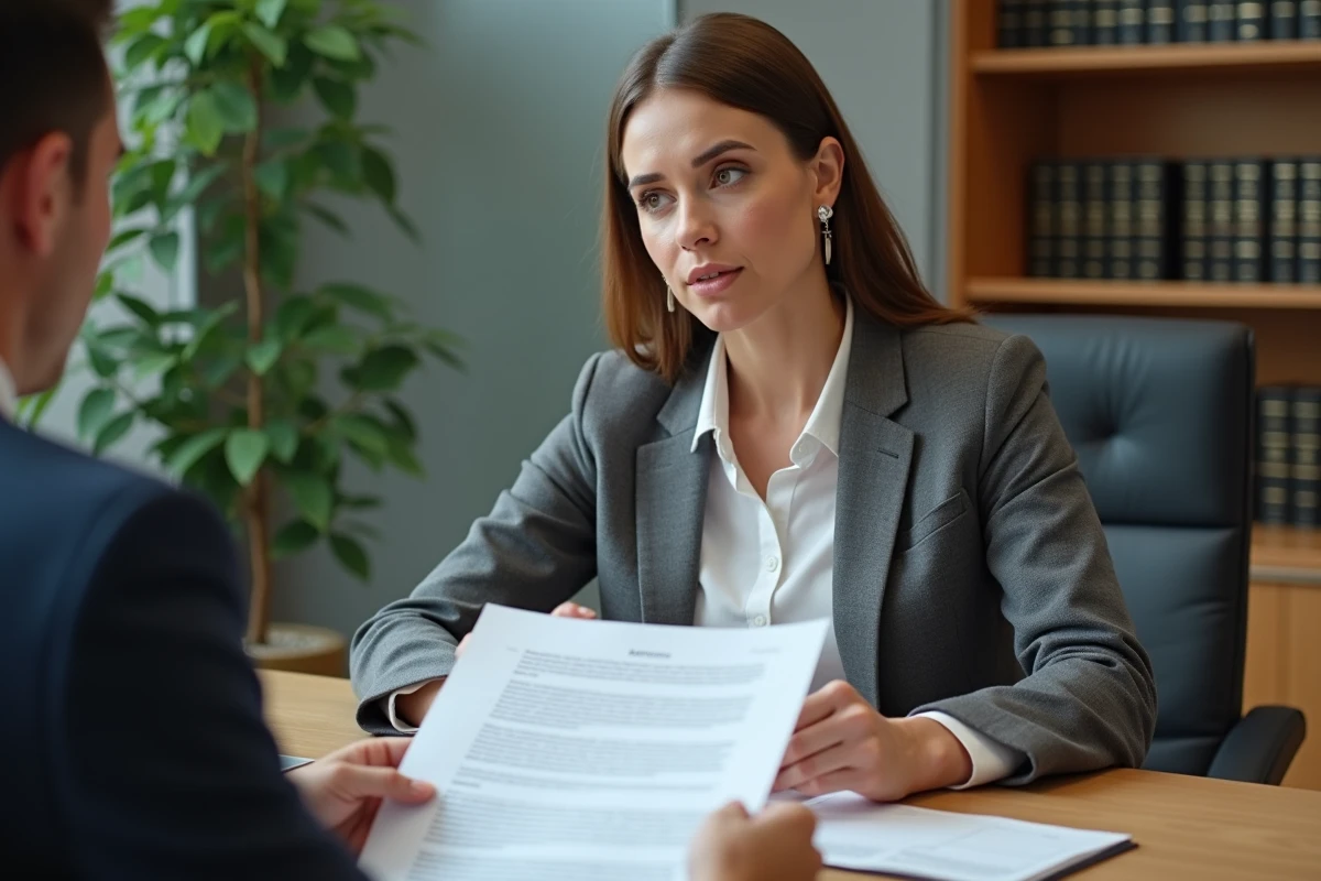 Femme consultant un conseiller juridique pour contester un jugement débouté