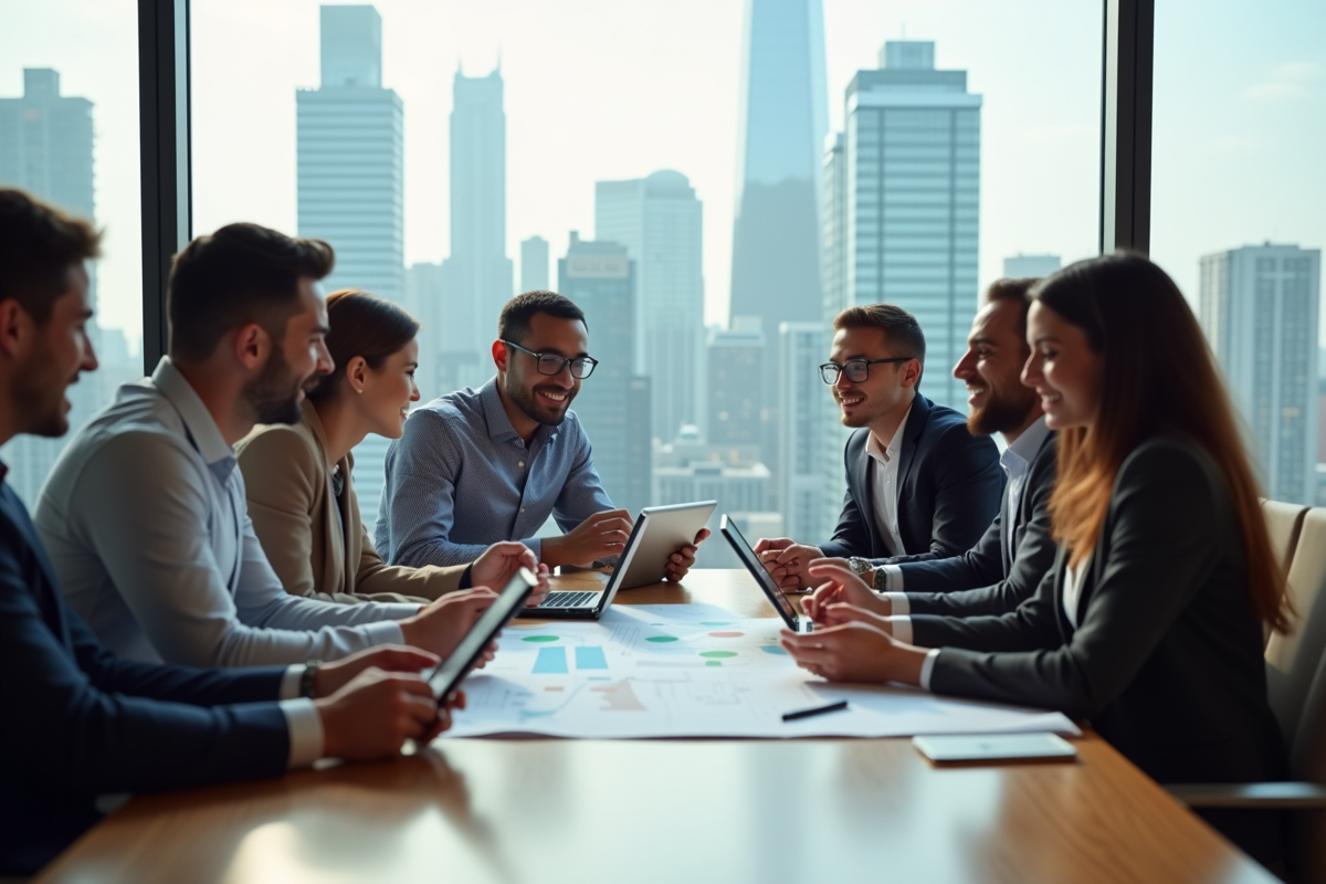 Jeunes professionnels collaborant autour d