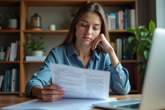 Femme concentrée examinant un code avec ChatGPT dans un bureau