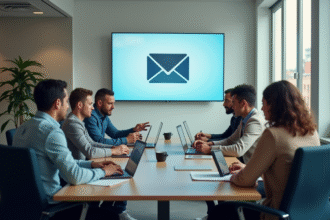 Groupe de professionnels collaborant dans un bureau lumineux