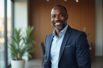 Homme d'affaires afro américain confiant en studio moderne