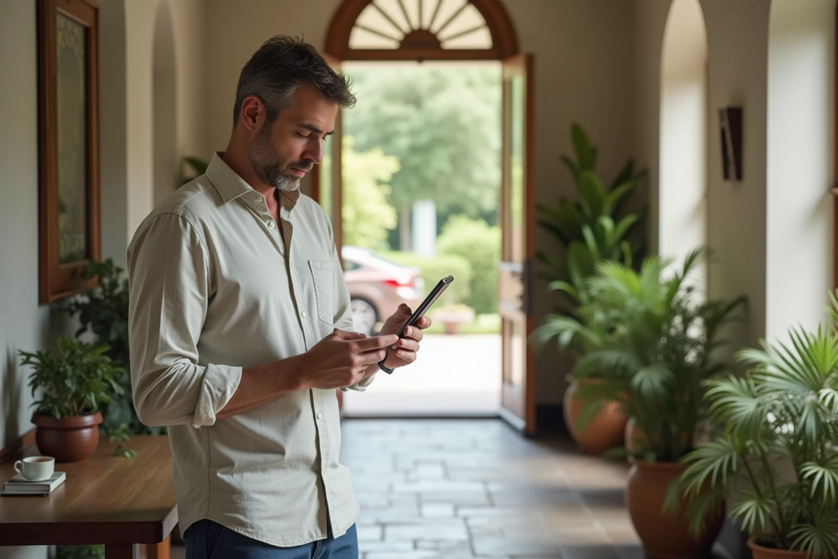 Homme vérifiant un numéro de téléphone dans l