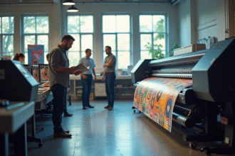 Impressionnante atelier d imprimerie professionnelle avec affiche colorée
