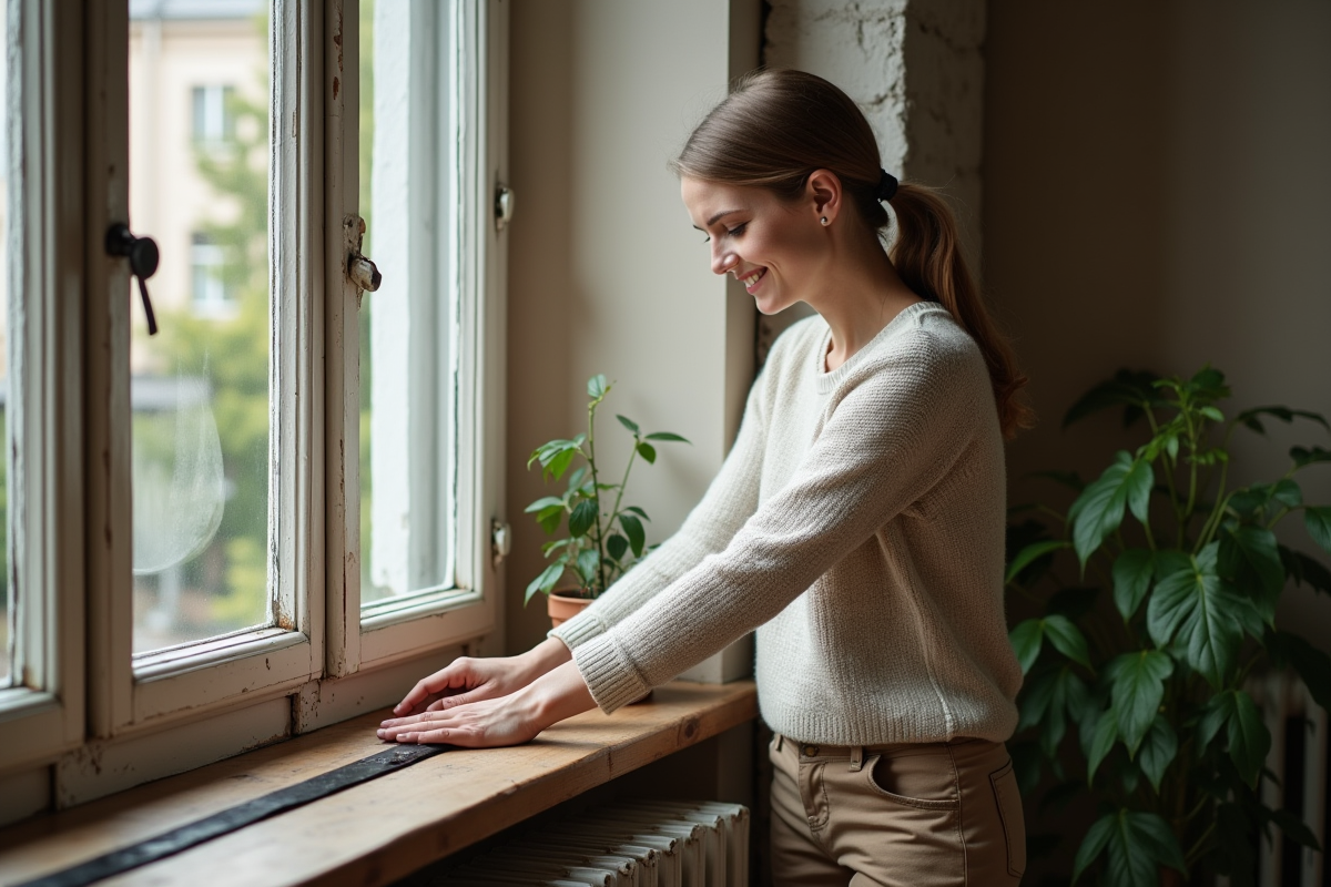 Femme appliquant un joint d