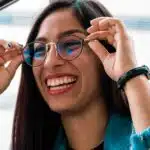 woman wearing eyeglasses with black frame