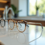 Vitrine avec montres et lunettes de luxe en lumière naturelle