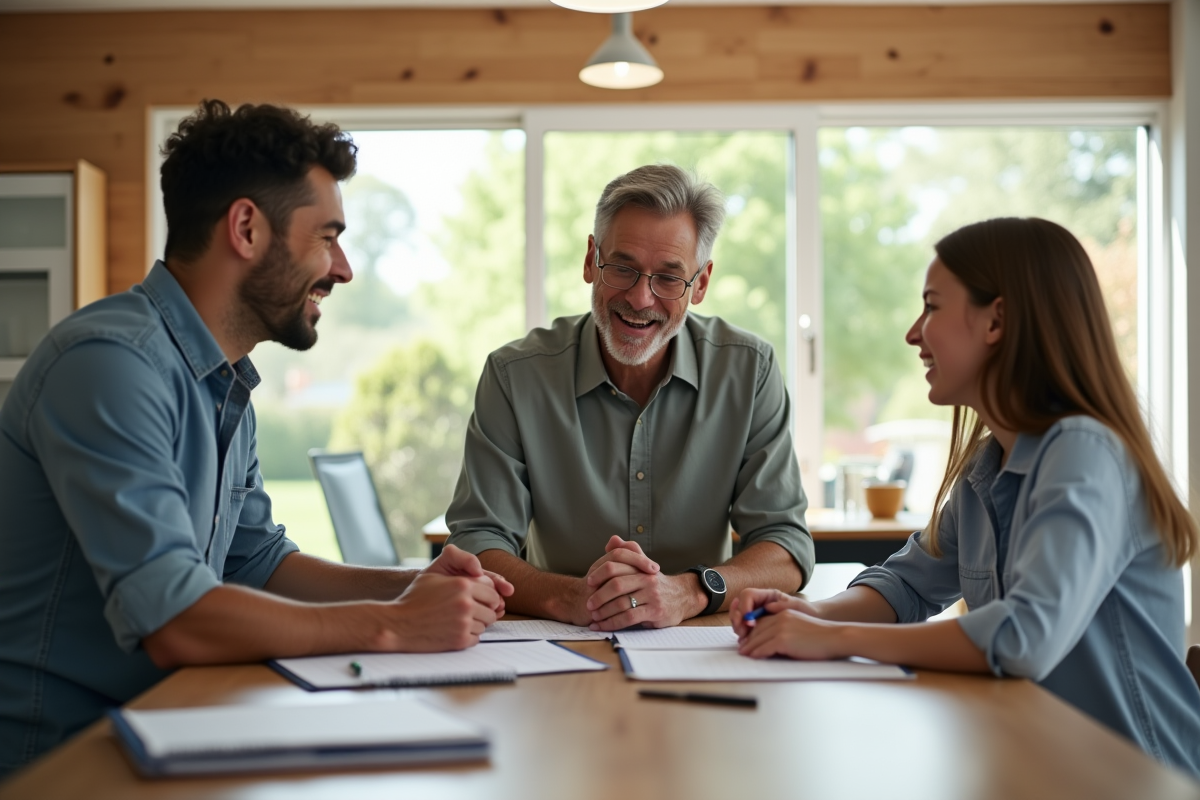Pere aidant sa fille et amie pour un projet scolaire