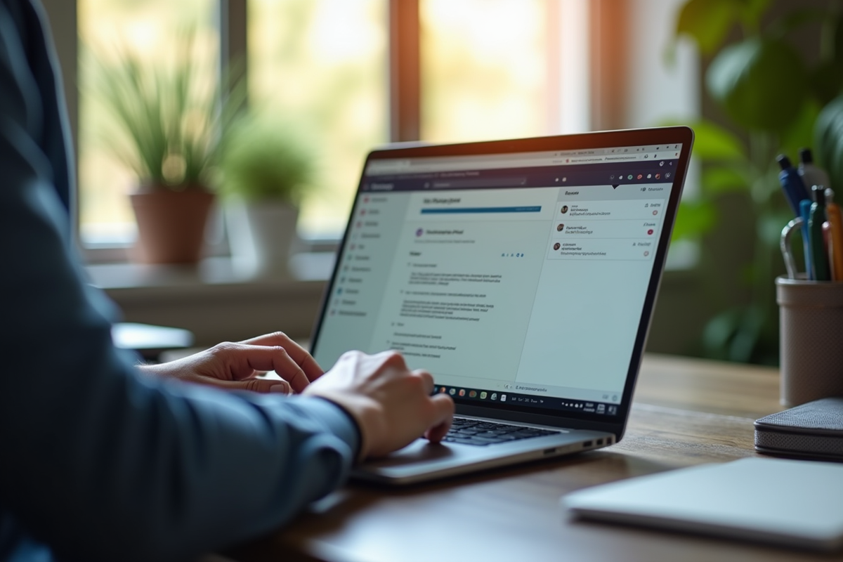 Personne au bureau regardant sa messagerie sur un ordinateur