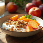 Petit déjeuner avec nectarines et yogourt crémeux