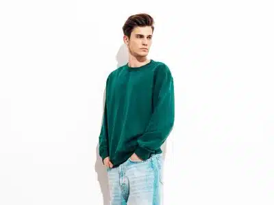 Look pullover vert et jean