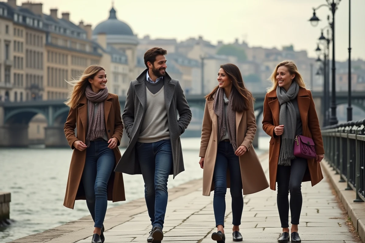 Groupe de personnes marchant le long de la Garonne à Bordeaux