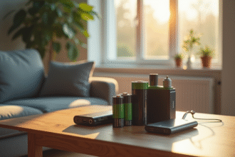 Salon moderne avec piles lithium et banques d'alimentation en sécurité