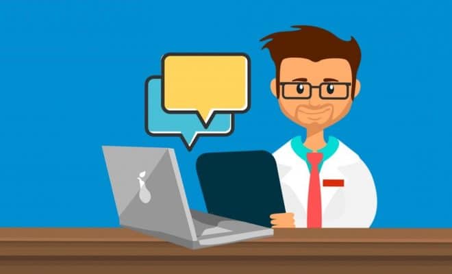 Dessin représentant un médecin en téléconsultation